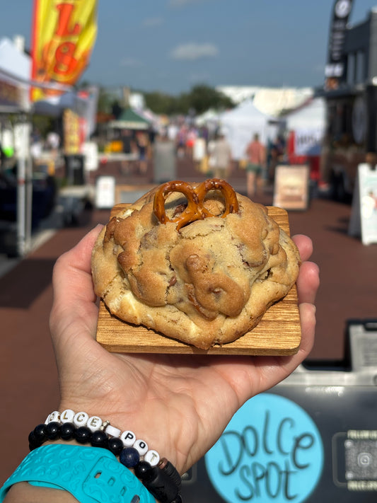 Salted Caramel Pretzel New York Style Cookie